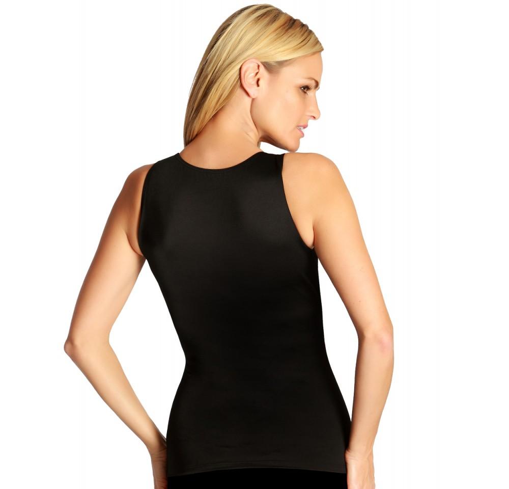 InstantFigure Shirred Tank Top Shapewear in black, showcasing its sleek design and comfortable fit.