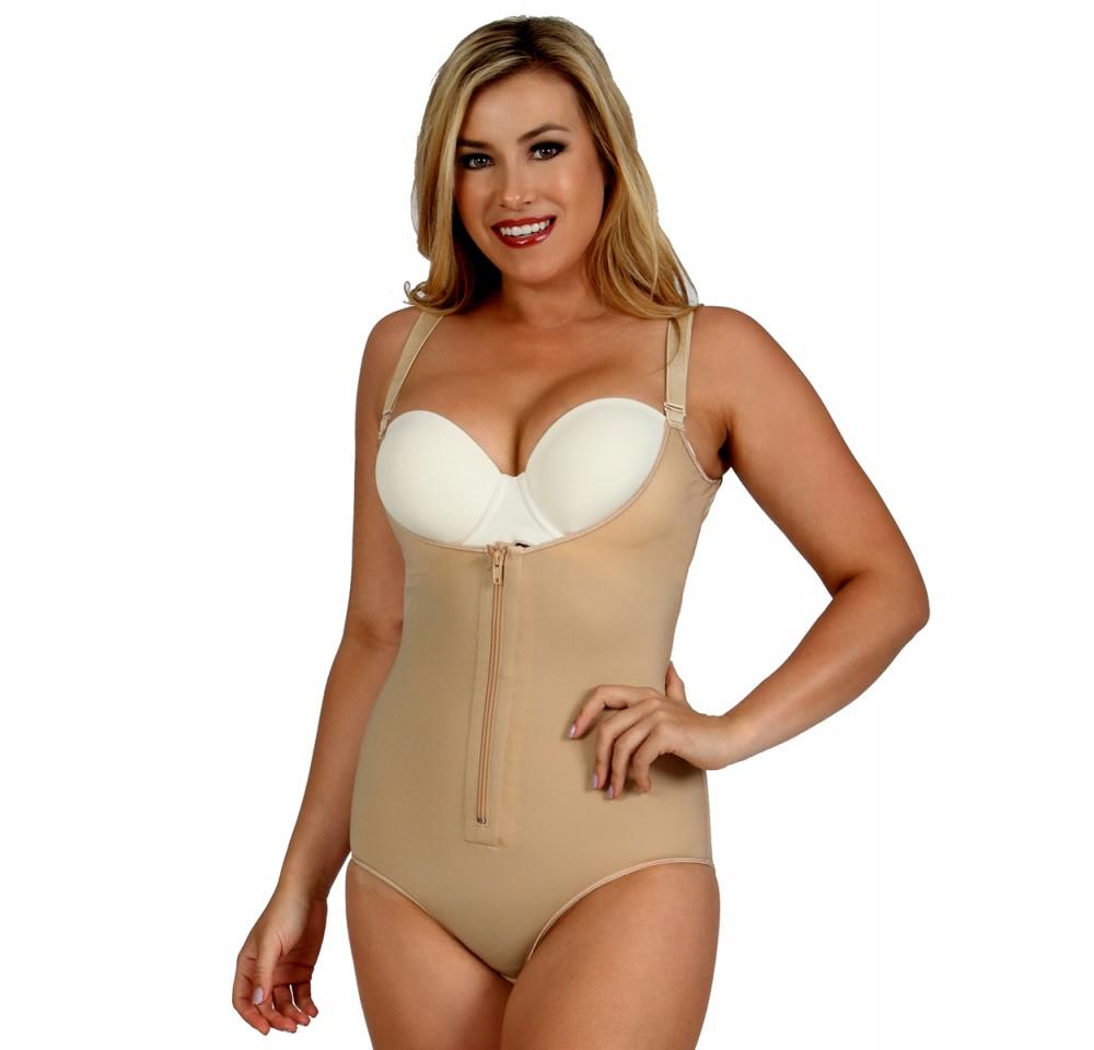 Instantfigure Underbust Brief Bodysuit MD200 with adjustable straps and front zipper, designed for post-surgery recovery.