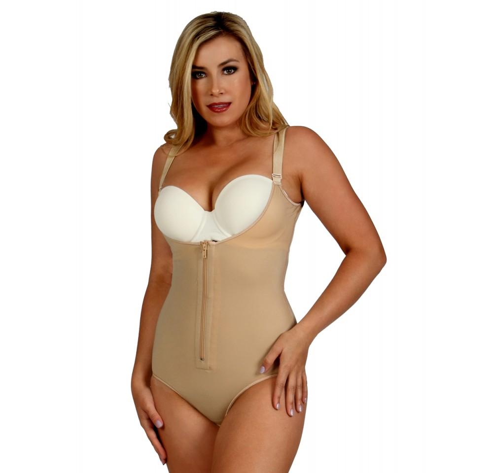 Instantfigure Underbust Brief Bodysuit MD200 with adjustable straps and front zipper, designed for post-surgery recovery.