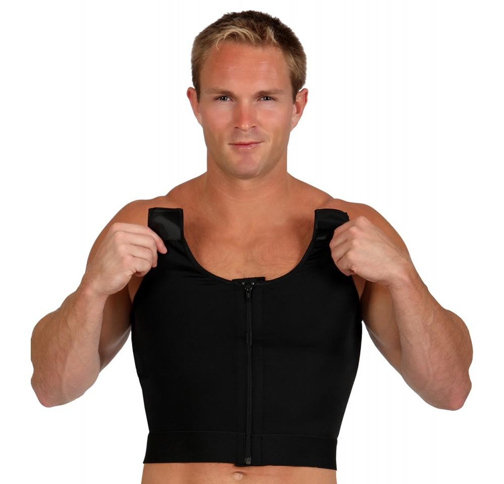 InstantRecoveryMD Compression Cropped Vest with adjustable Velcro straps, designed for post-surgery recovery, featuring a front zipper and breathable fabric.