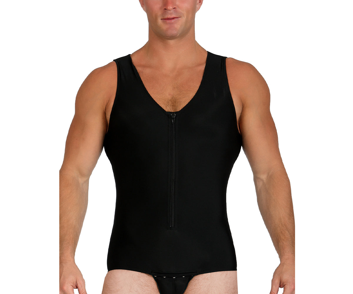 InstantRecoveryMD Men's Compression Sleeveless Bodysuit Brief MD301 showcasing its sleek design and compression features.