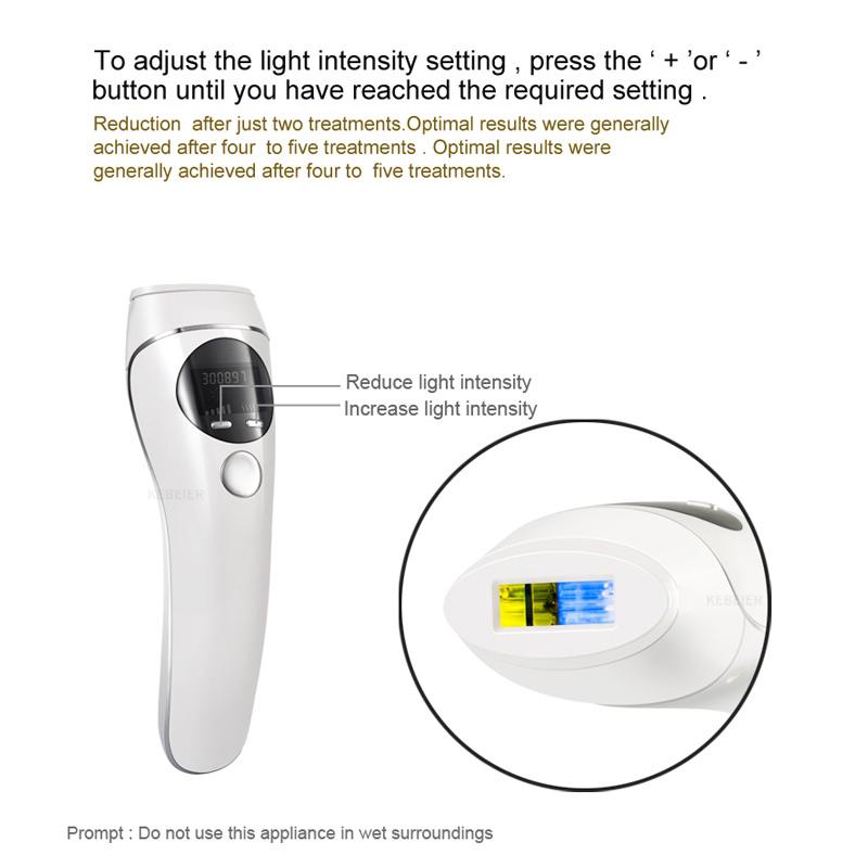 IPL Hair Remover Laser Depilator with LCD display for painless hair removal, suitable for body, bikini, and underarm areas.