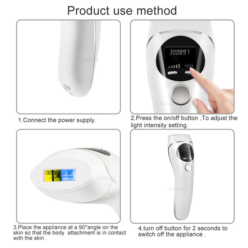 IPL Hair Remover Laser Depilator with LCD display for painless hair removal, suitable for body, bikini, and underarm areas.