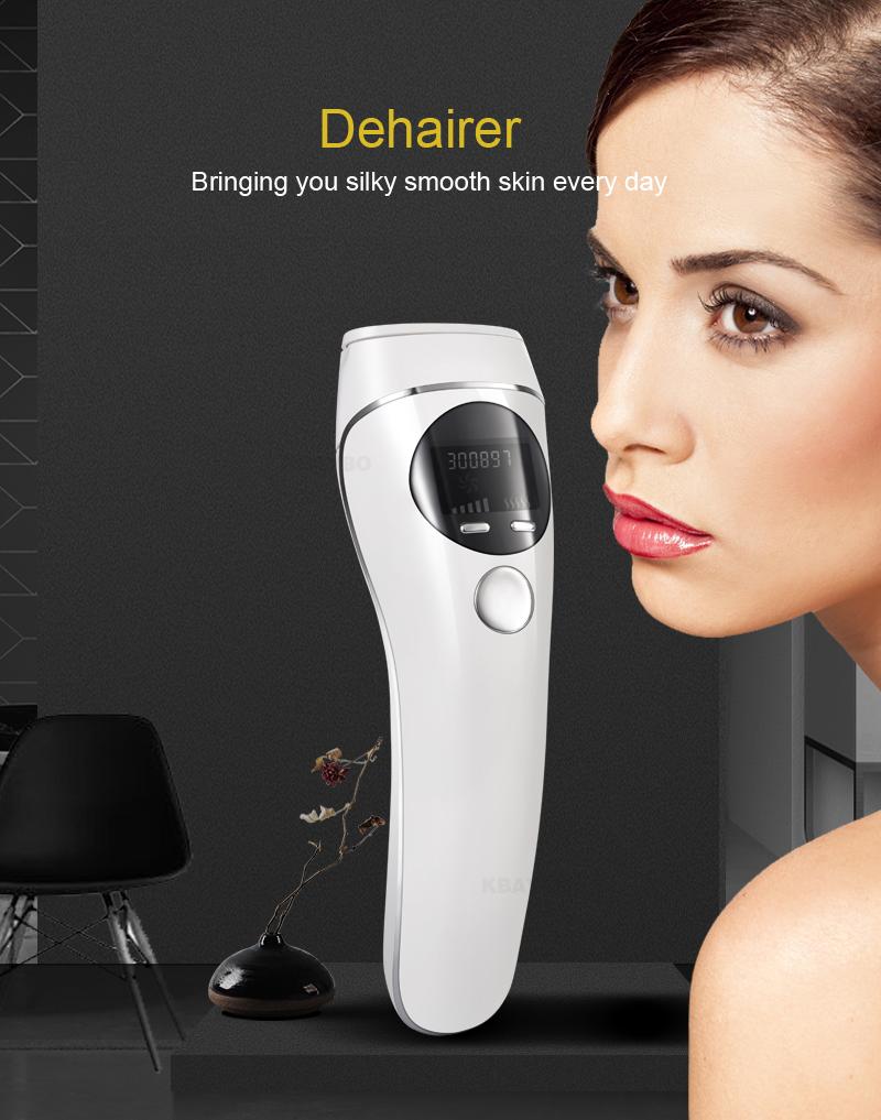 IPL Hair Remover Laser Depilator with LCD display for painless hair removal, suitable for body, bikini, and underarm areas.