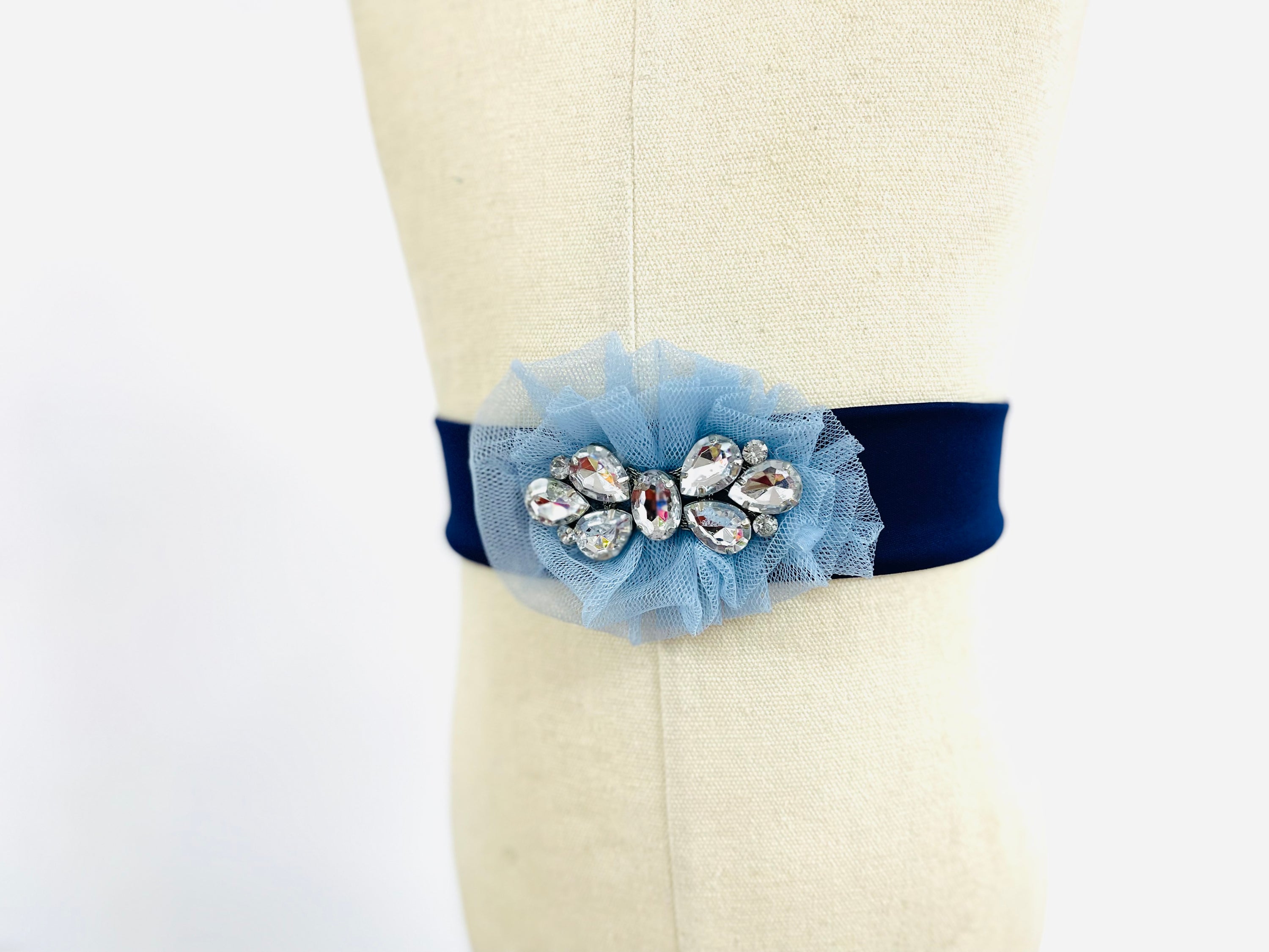 Ixora Belt featuring a bejewel tulle ruffle bow, elegantly designed for a sophisticated look.