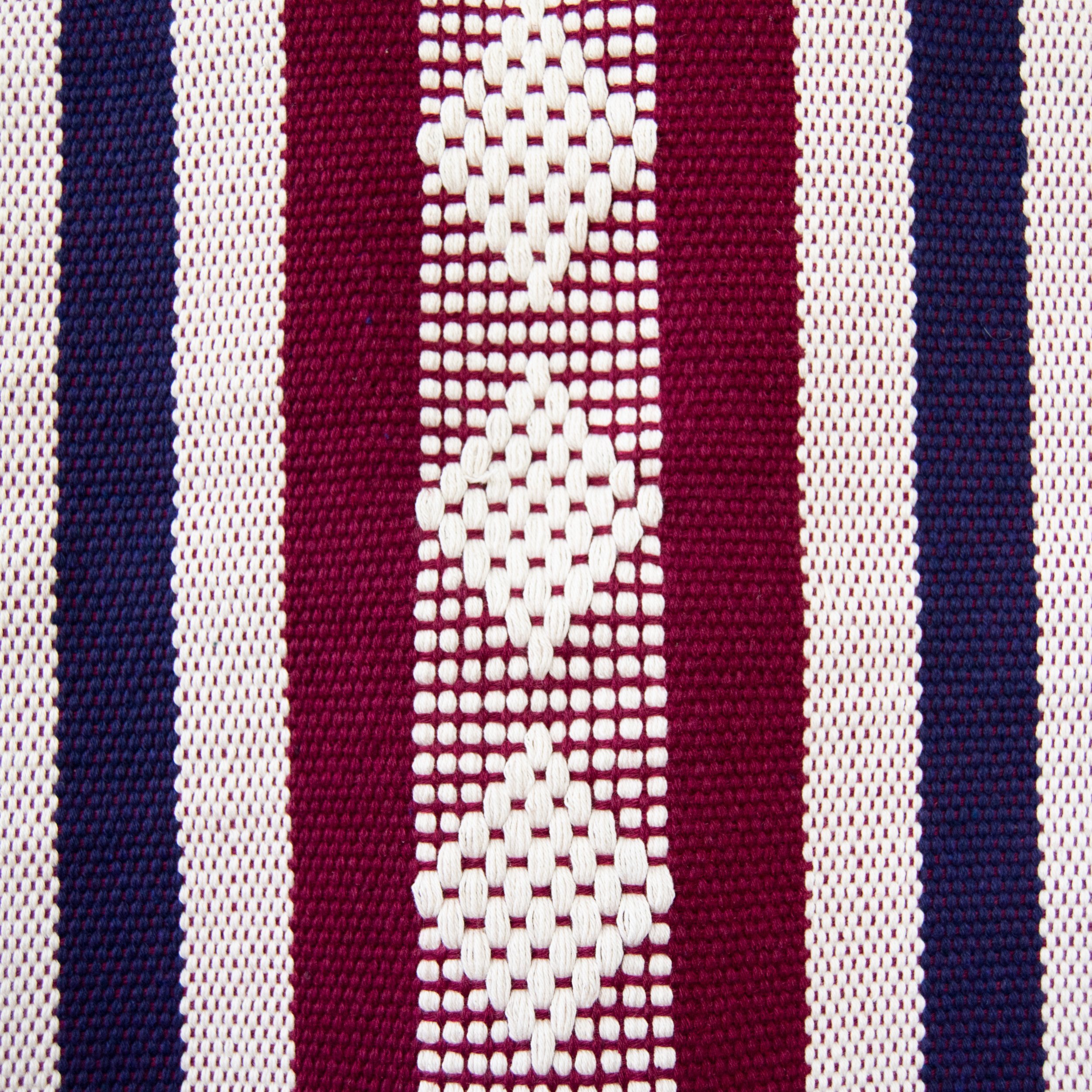 Jalieza Geometric Woven Table Runner featuring a diamond design in blue, handmade in Oaxaca, Mexico.