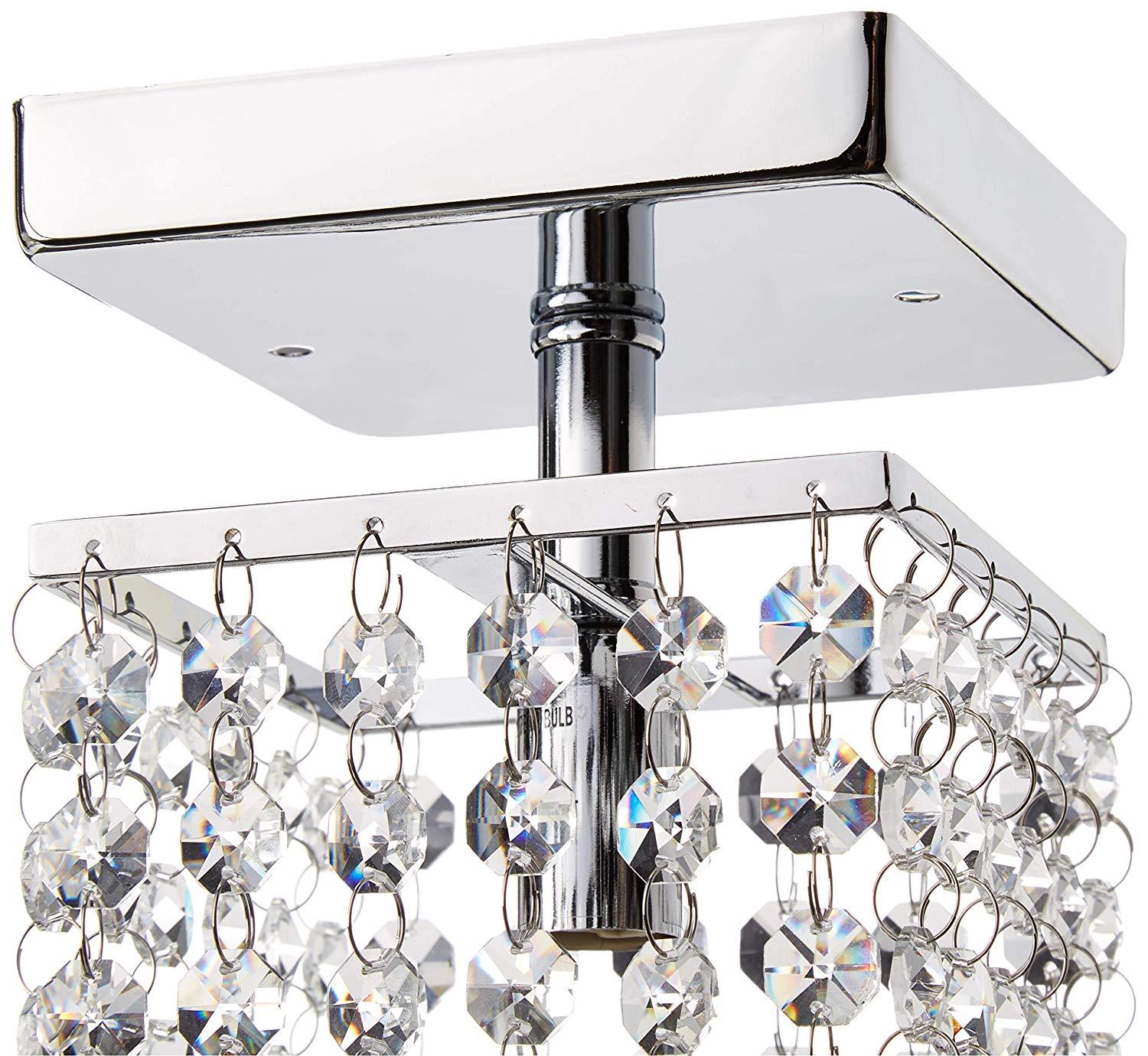 Jhea 1-light Crystal Chandelier with chrome finish and dangling clear crystals, elegantly designed for home decor.