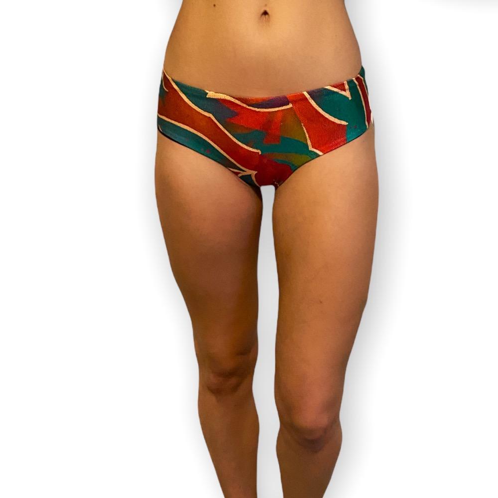 Jungle Cheeky Ruched Bikini Bottom showcasing a flattering cheeky design with a smooth finish, perfect for summer activities.