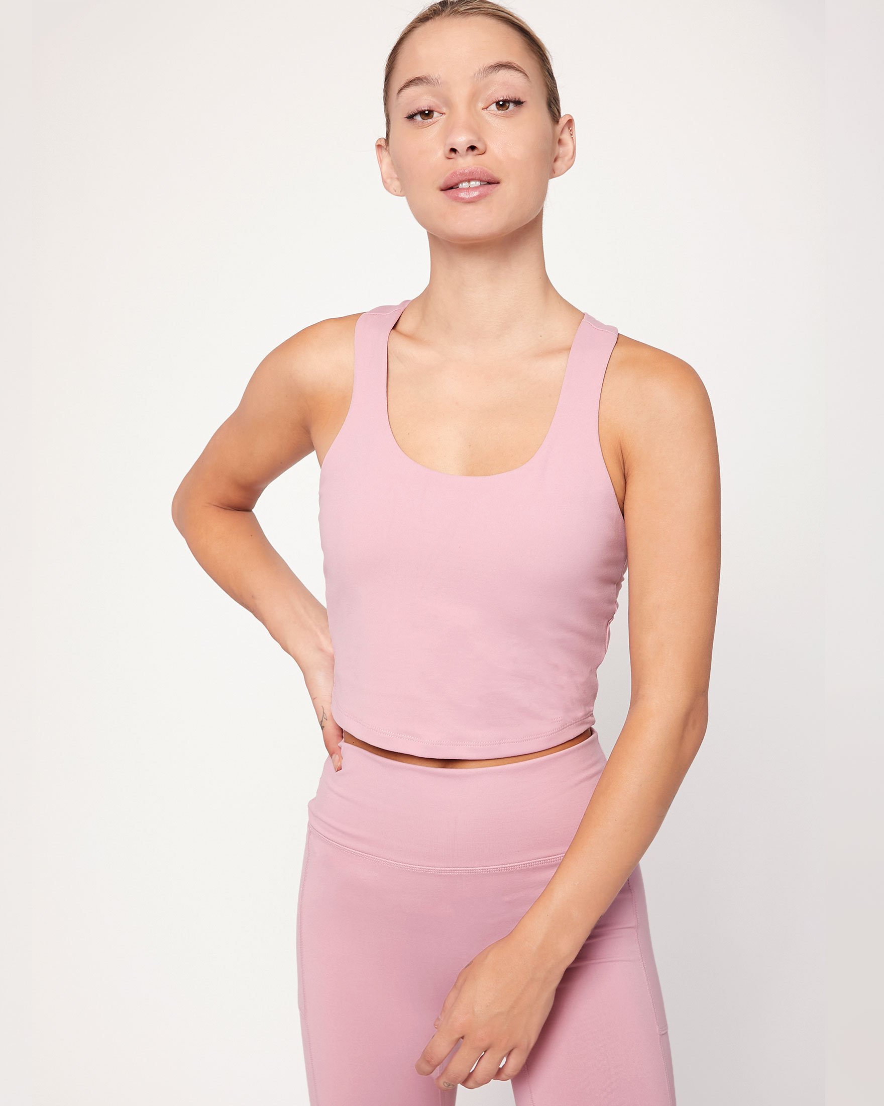 Juno Cloudlux Longline Bra in soft fabric with racerback design, ideal for workouts and athleisure.