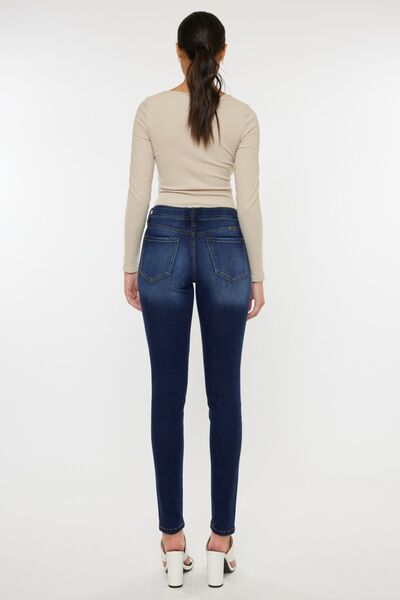 Kancan Mid Rise Gradient Skinny Jeans showcasing a trendy gradient design, mid-rise waist, and skinny fit for a flattering silhouette.