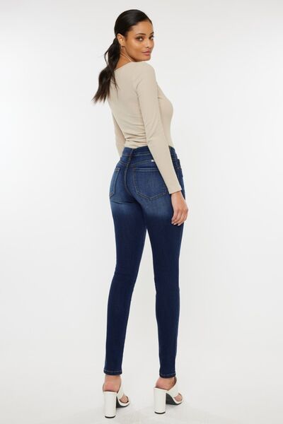 Kancan Mid Rise Gradient Skinny Jeans showcasing a trendy gradient design, mid-rise waist, and skinny fit for a flattering silhouette.