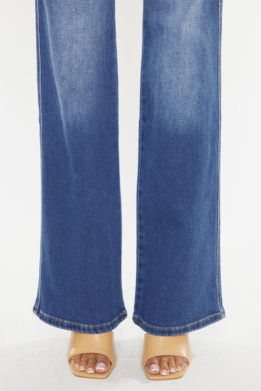 Kancan Ultra High Rise Holly Flare Jeans in medium stone wash with a stylish flare leg design.