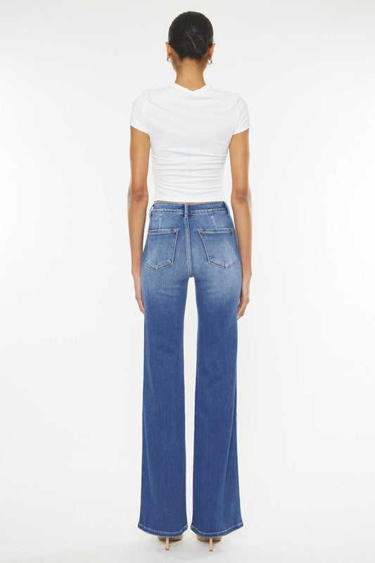 Kancan Ultra High Rise Holly Flare Jeans in medium stone wash with a stylish flare leg design.