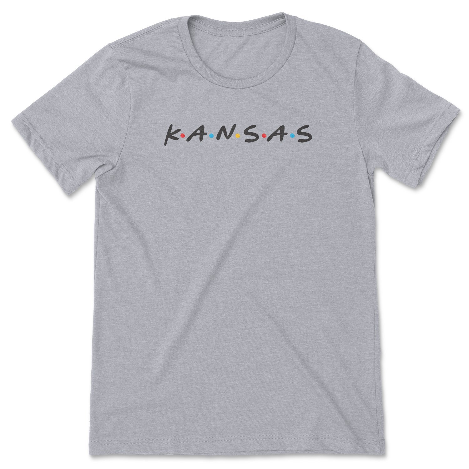 Kansas Friends Tee featuring a vibrant design inspired by the iconic TV show, showcasing state pride.