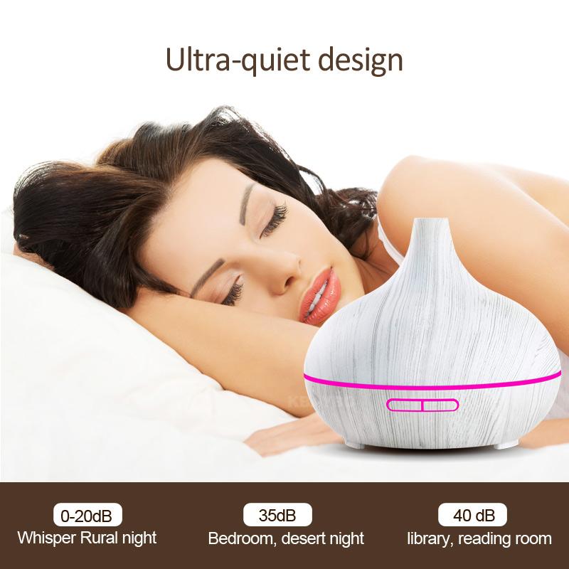 KBAYBO 300ml Electric Humidifier in white, featuring ultrasonic mist technology and 7 LED colors for aromatherapy and air purification.