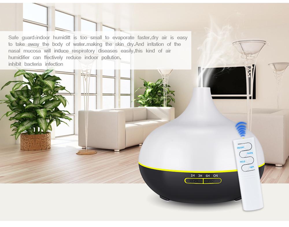 KBAYBO 550ml USB Aroma Diffuser in white with 7 color-changing LED lights, designed for home and office use.