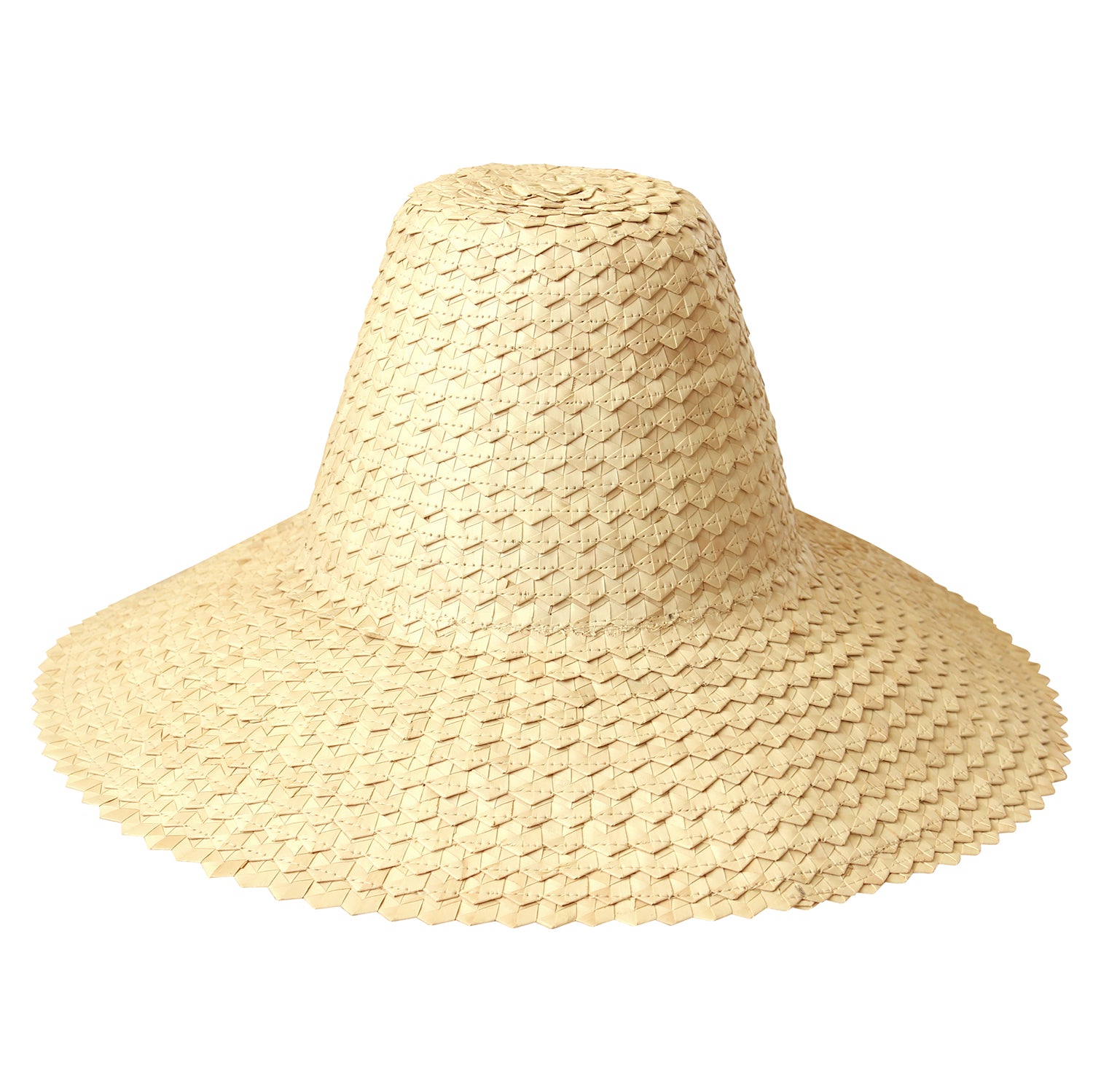 KEMALA Palm Straw Hat in Nude with wide brim and high crown, perfect for summer sun protection.