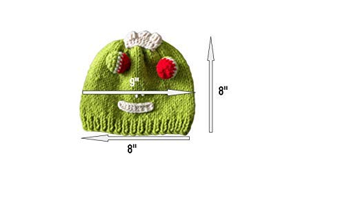 Hand-knitted frog wool beanie cap for kids, featuring a playful design and cozy fit, perfect for ages 2-7.