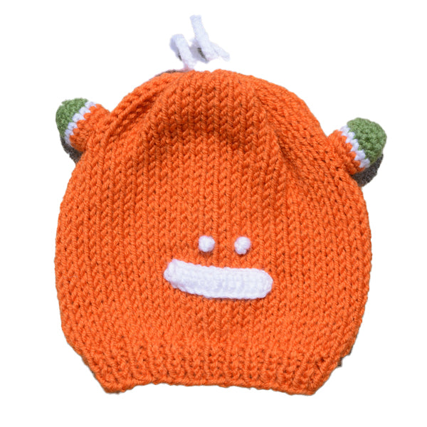 Hand-knitted frog wool beanie cap for kids, featuring a playful design and cozy fit, perfect for ages 2-7.