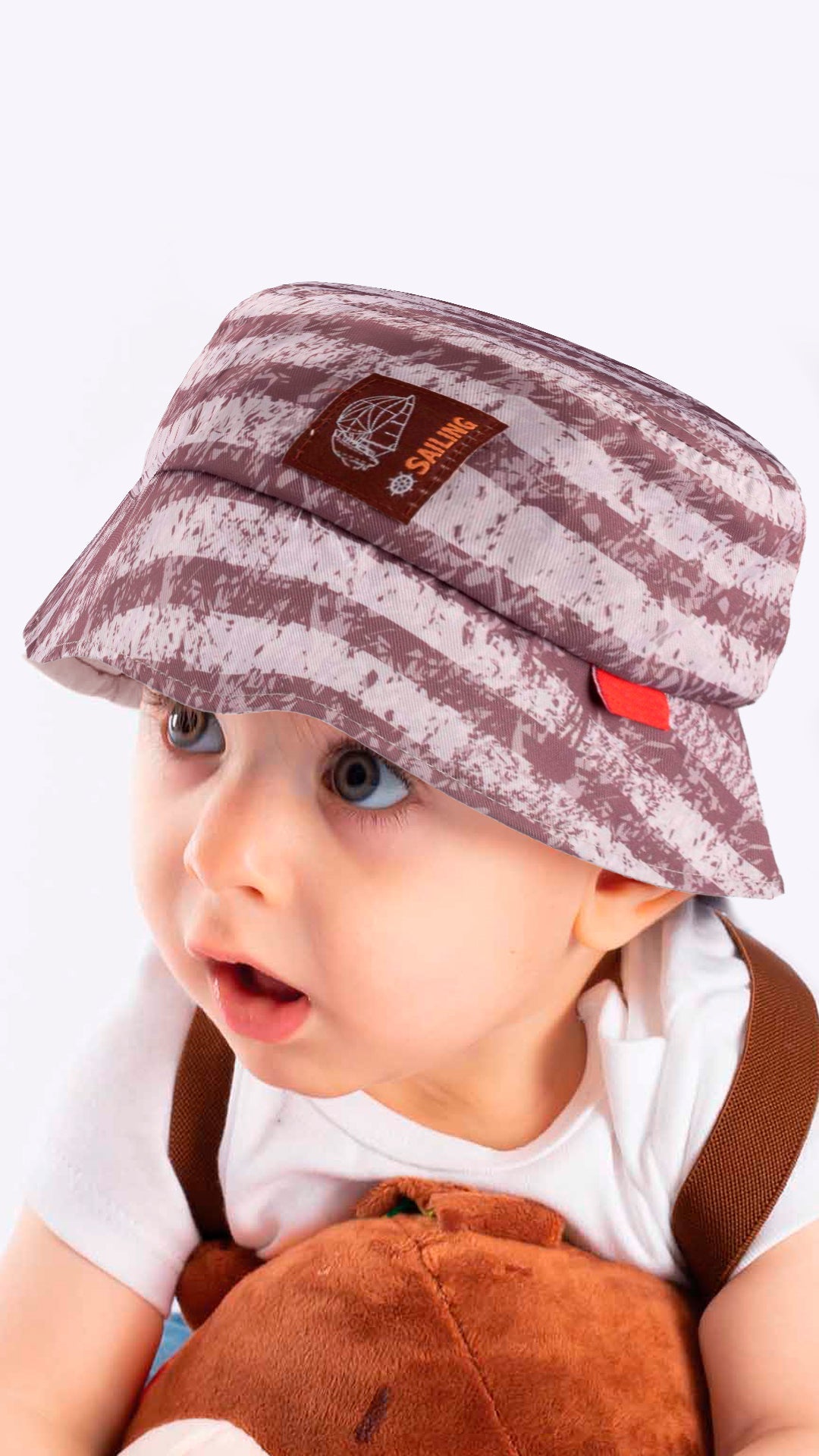 Kids Fedora Hat in vibrant sailing tie-dye design, suitable for ages 4-8, made from soft cotton and polyester blend.