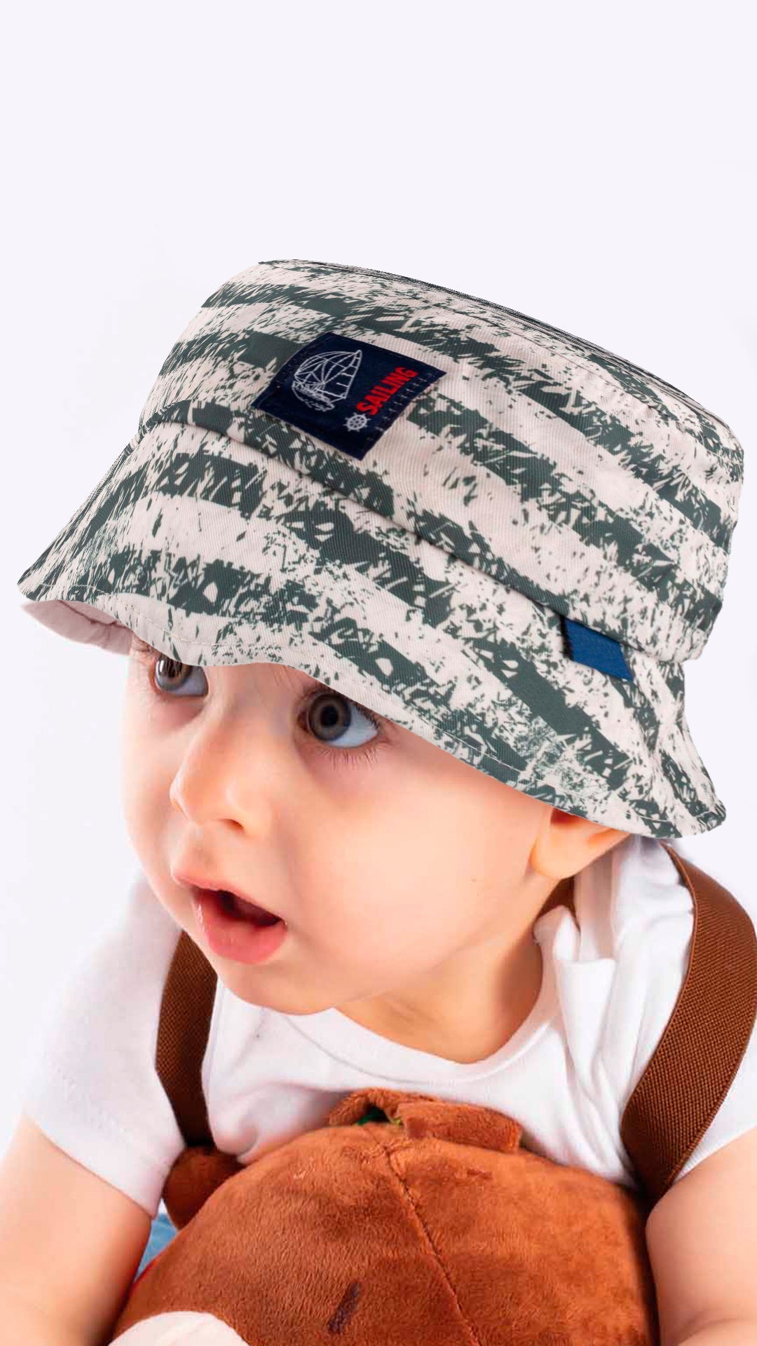 Kids Fedora Hat in vibrant sailing tie-dye design, suitable for ages 4-8, made from soft cotton and polyester blend.