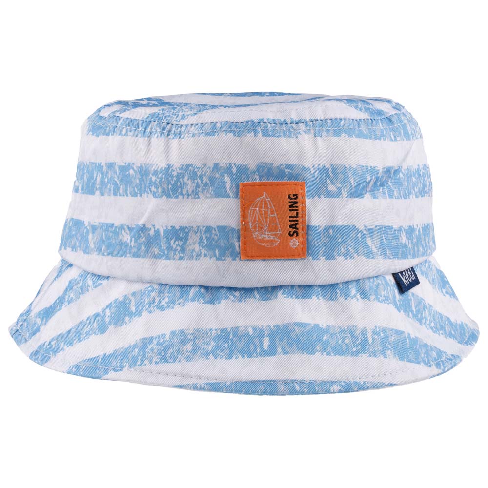 Kids Fedora Hat in vibrant sailing tie-dye design, suitable for ages 4-8, made from soft cotton and polyester blend.