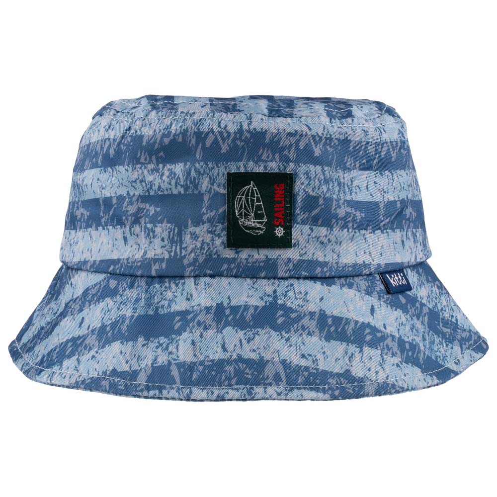 Kids Fedora Hat in vibrant sailing tie-dye design, suitable for ages 4-8, made from soft cotton and polyester blend.