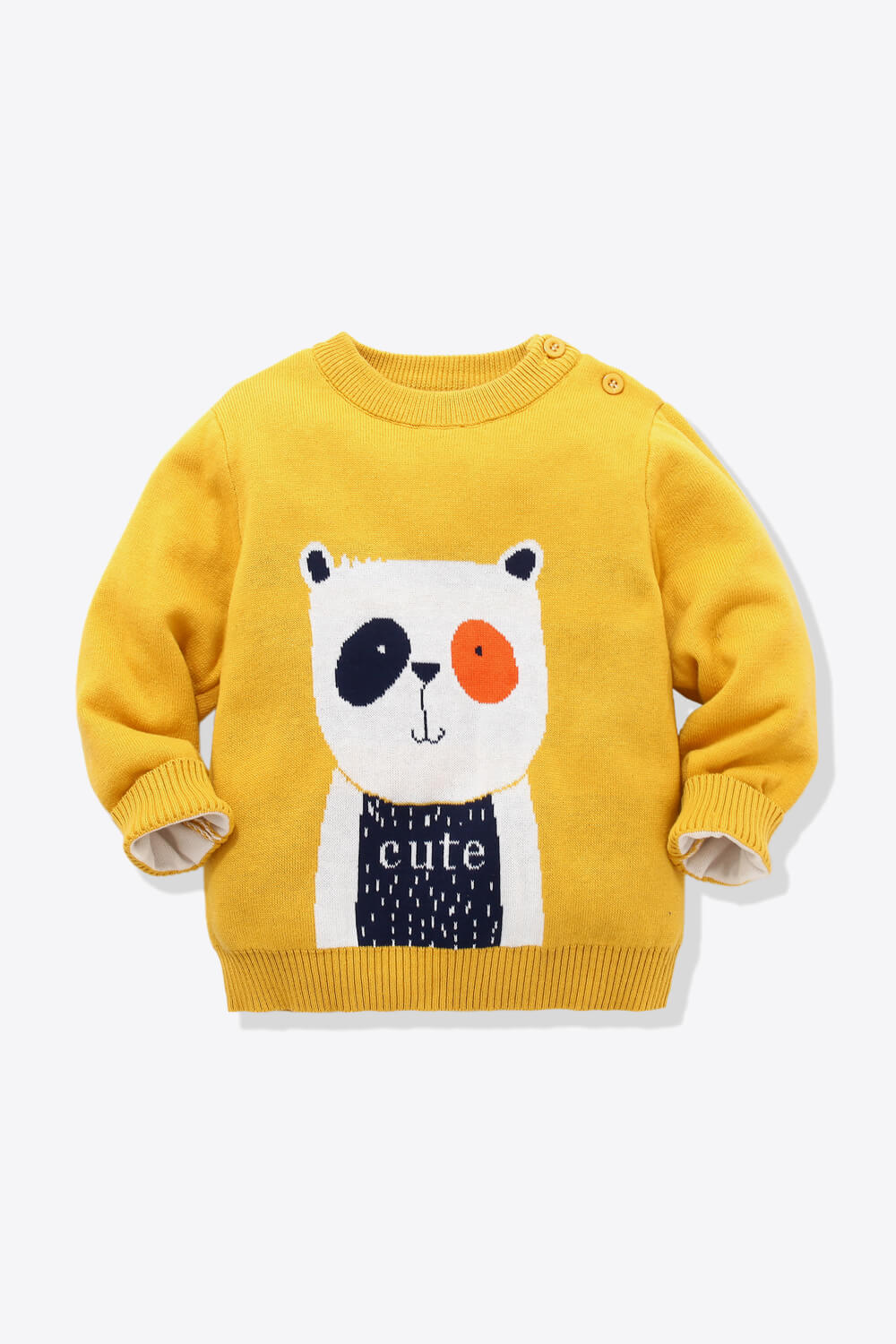 Kids Panda Graphic Fleece Lined Sweater featuring a cute panda design, perfect for ages 1-6, made from 100% cotton with fleece lining.