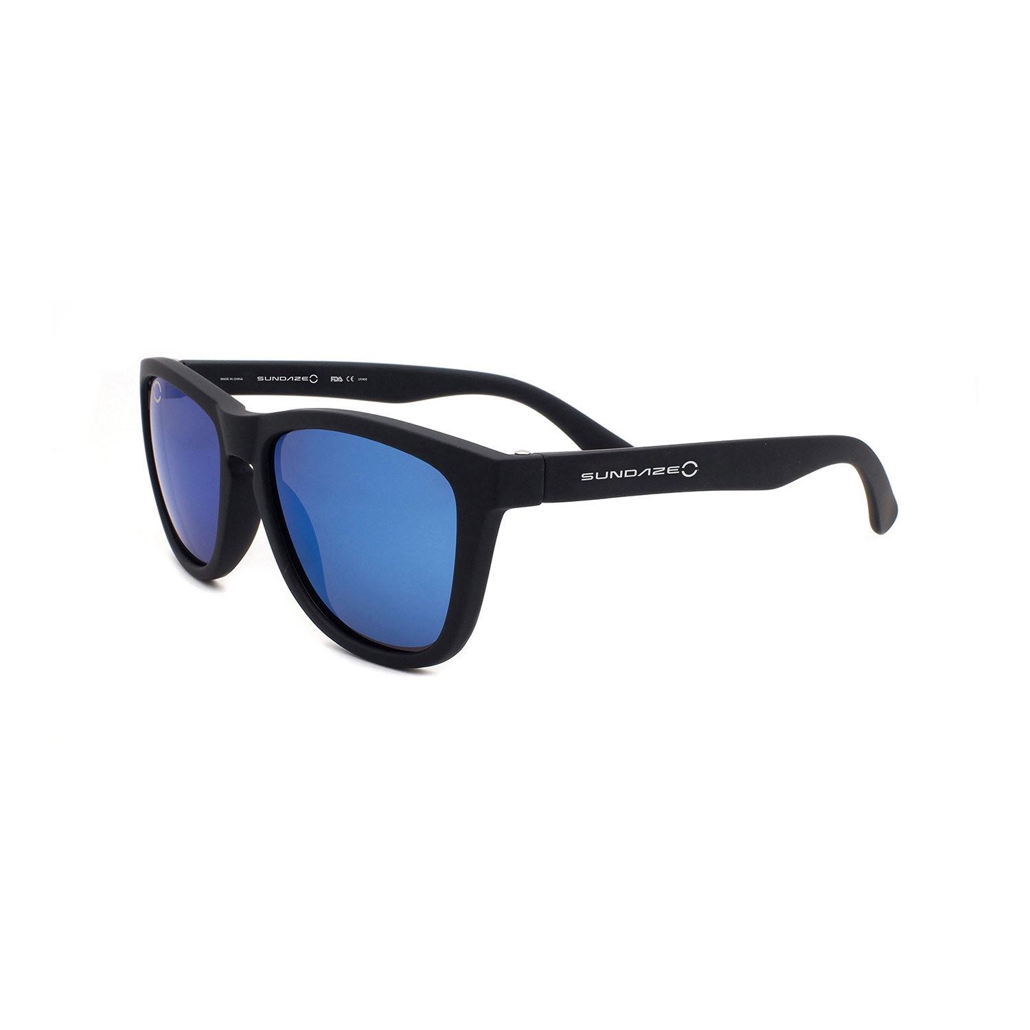 Killer Whale sunglasses featuring polarized blue revo lenses and a sleek black BPA-free plastic frame, designed for comfort and performance.