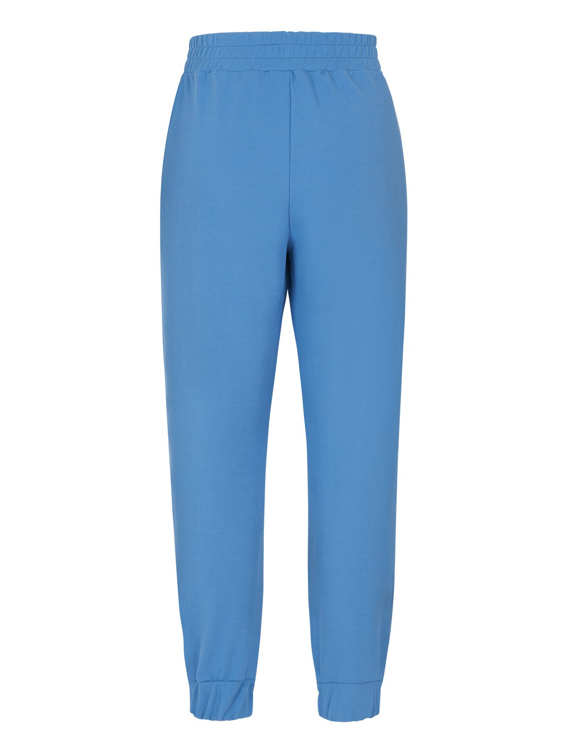 High waisted ankle-length knit jogging pants with elastic waistband and side pockets, perfect for casual wear.