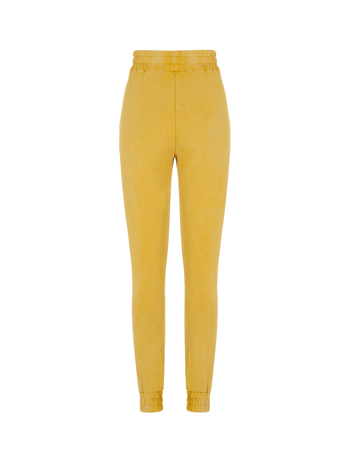 High-waisted knitted jogging pants with side pockets, showcasing a stylish and comfortable design.