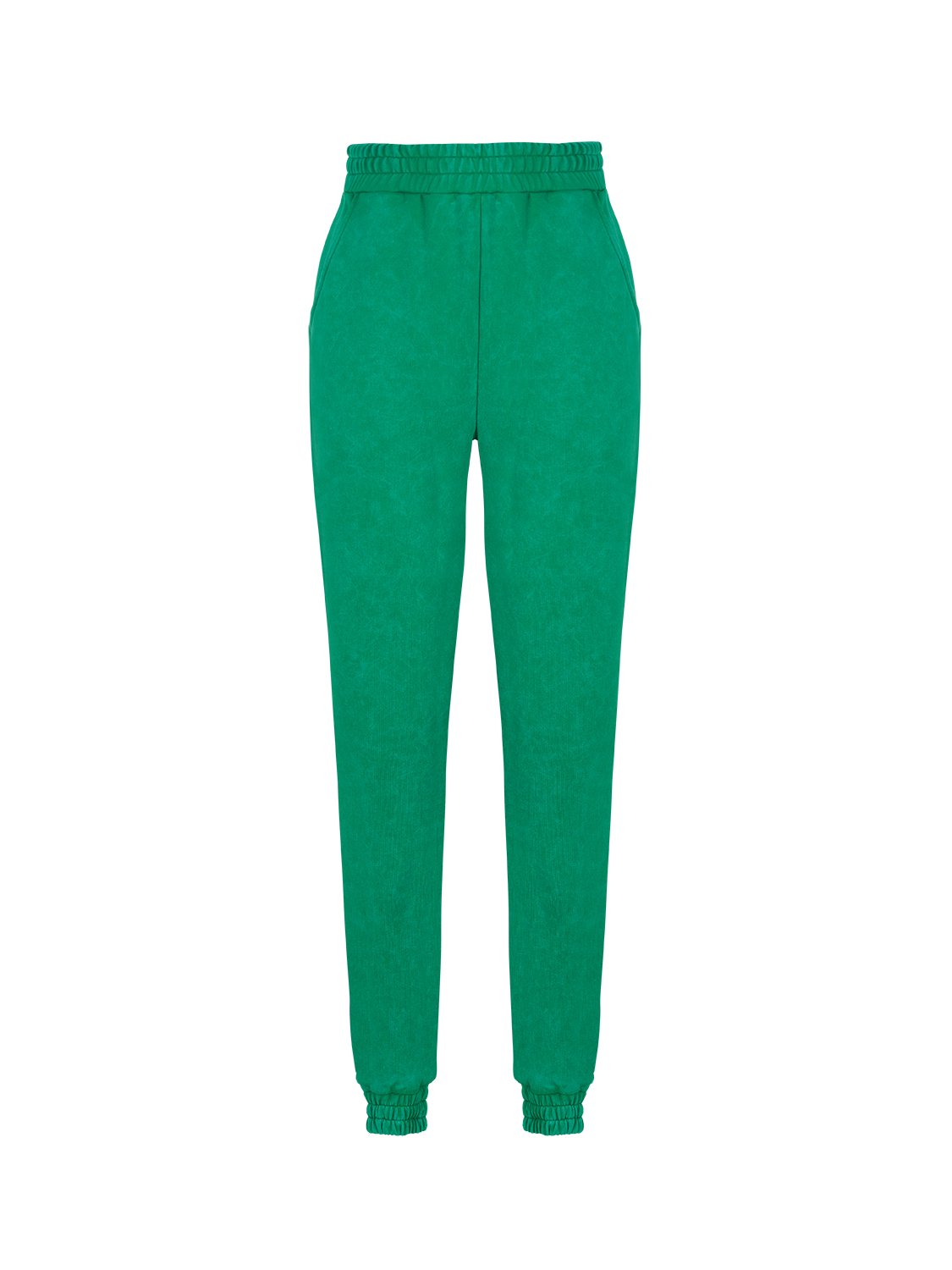 High-waisted knitted jogging pants with side pockets, made from soft cotton, perfect for casual wear.