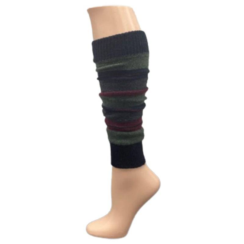 Ladies Striped Lambs Wool Leg Warmers in vibrant colors, showcasing their stylish design and warmth.