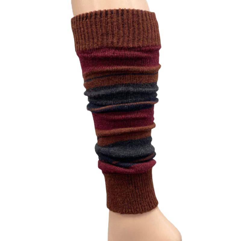 Ladies Striped Lambs Wool Leg Warmers in vibrant colors, showcasing their stylish design and warmth.