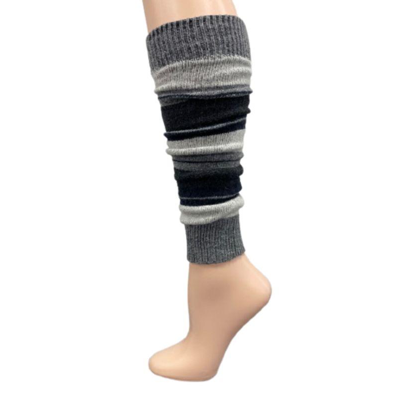 Ladies Striped Lambs Wool Leg Warmers in vibrant colors, showcasing their stylish design and warmth.