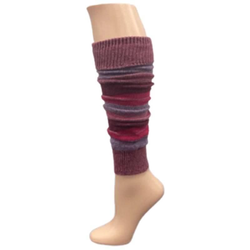 Ladies Striped Lambs Wool Leg Warmers in vibrant colors, showcasing their stylish design and warmth.