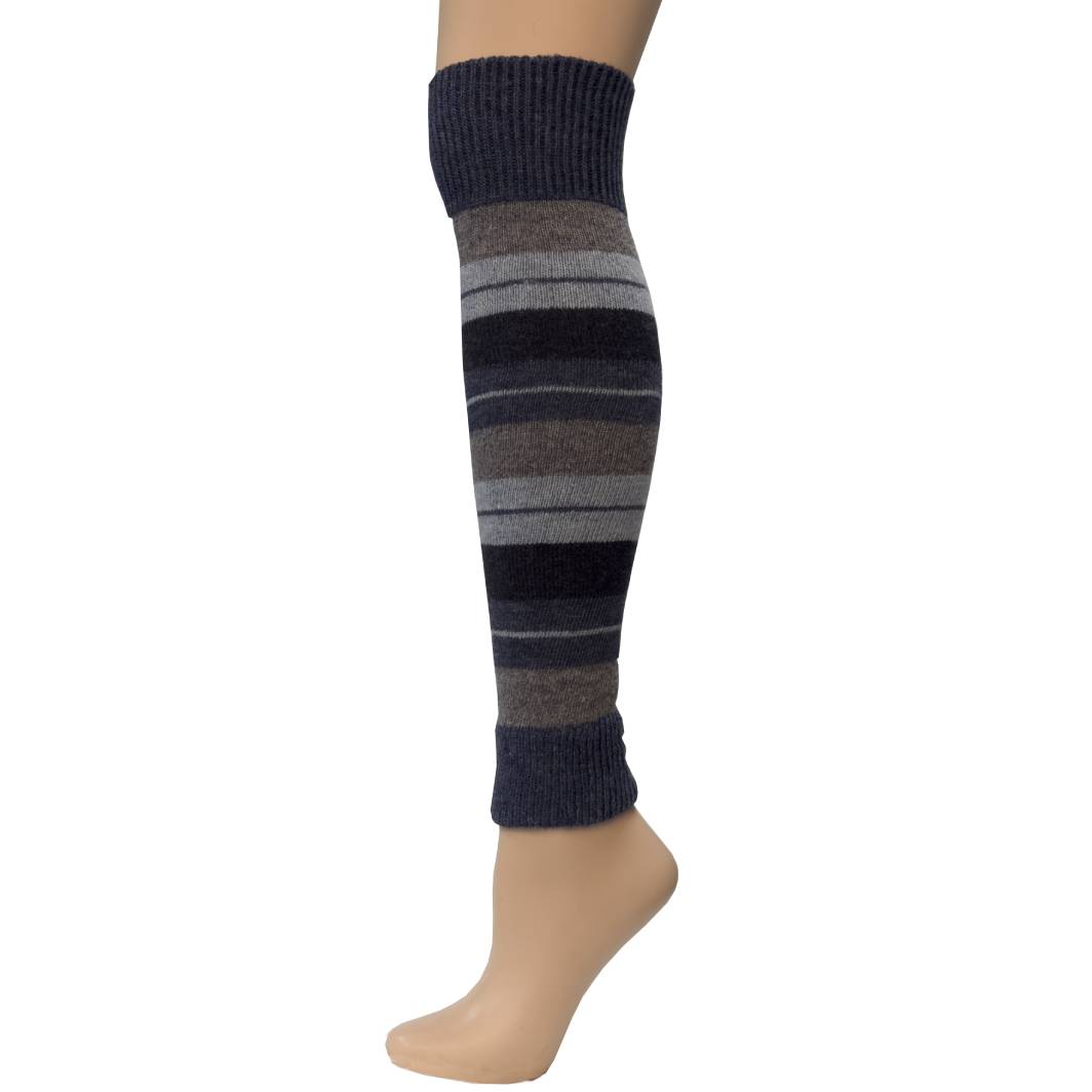 Ladies Striped Lambs Wool Leg Warmers in vibrant colors, showcasing their stylish design and warmth.