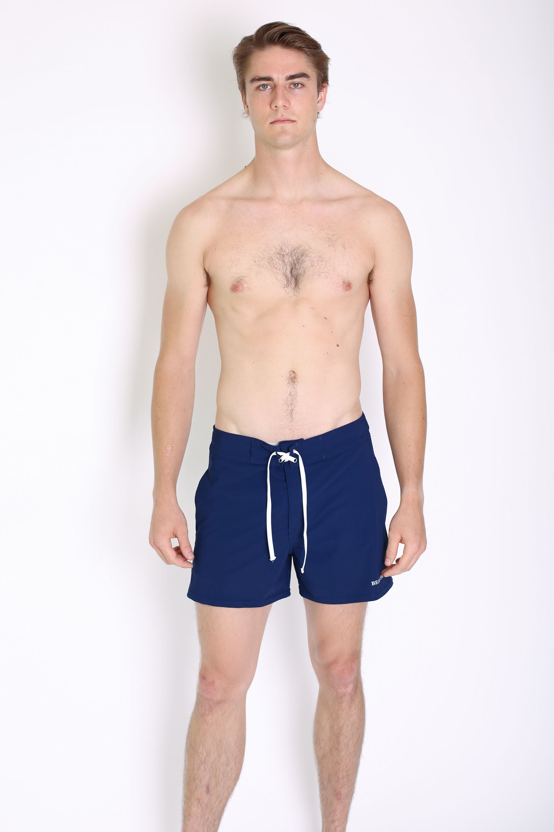 Laguna Shorts in Navy color, made from recycled ocean waste, featuring three pockets and a comfortable design.