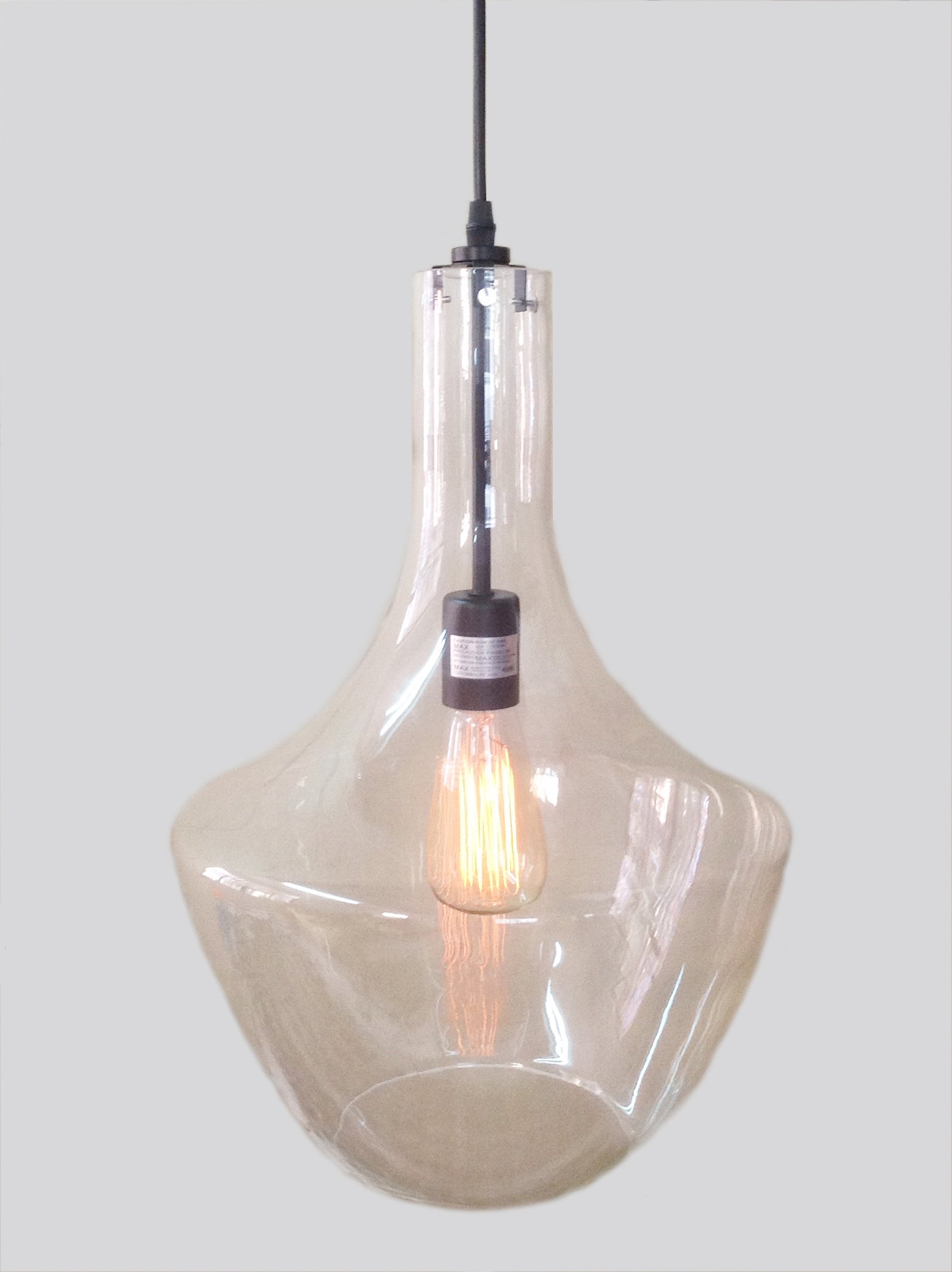 Laarni 1-light Adjustable Cord Glass Edison Pendant with a clear glass shade and black adjustable cord, perfect for modern home decor.