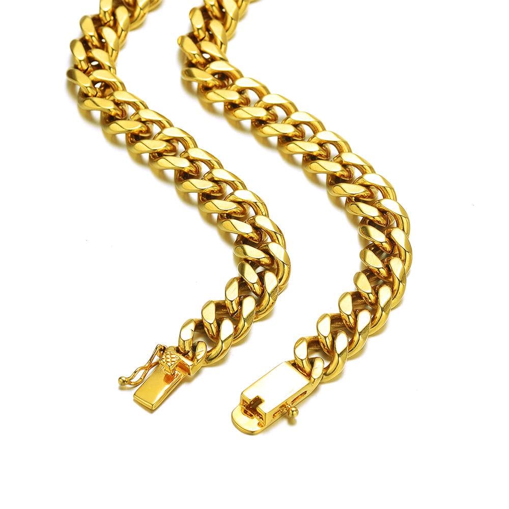 Layer Me Please Chain Necklace featuring 8mm curb links in high-grade brass with a custom box clasp.