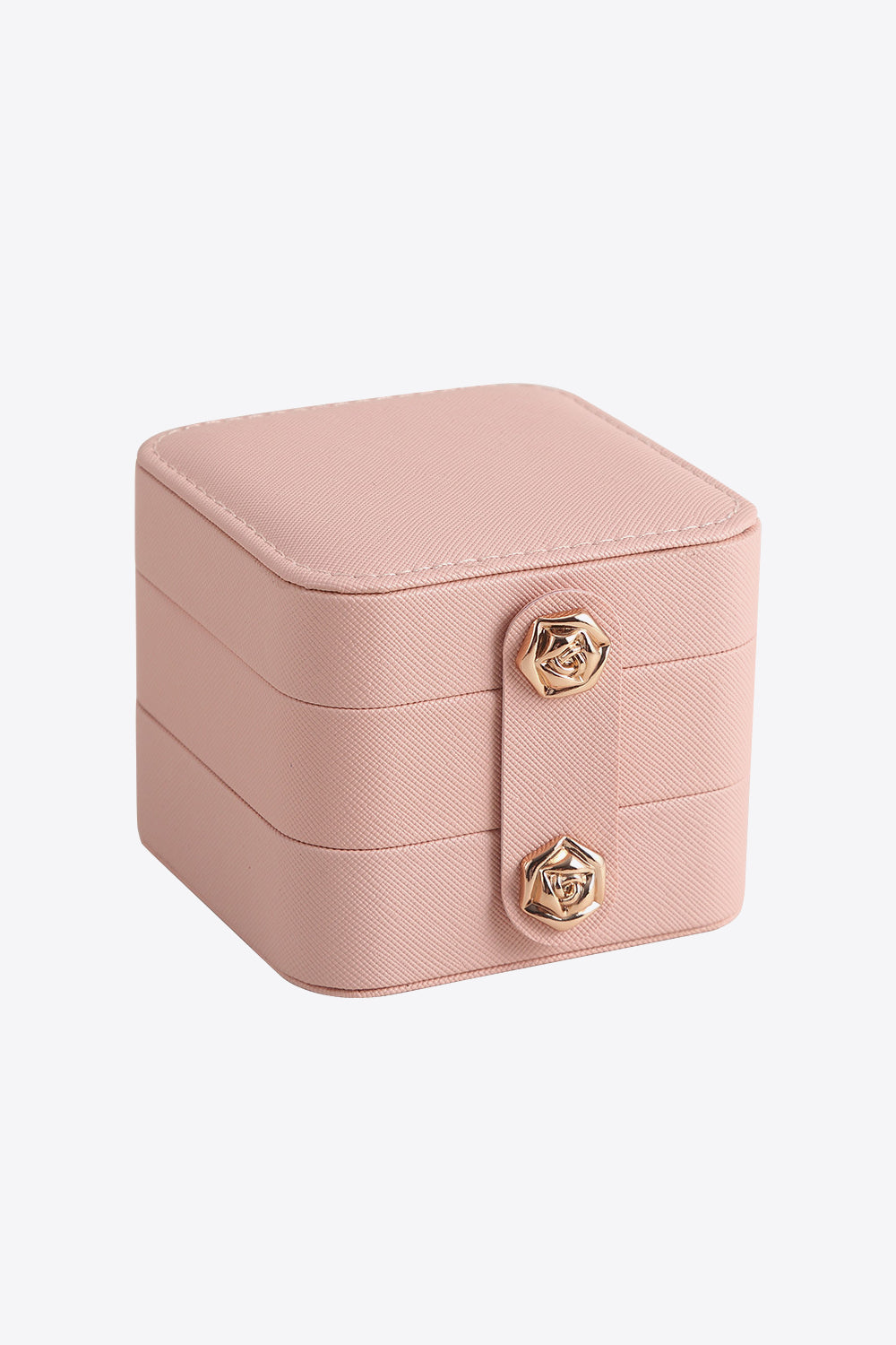 Layered Jewelry Storage Box made from durable PU material, featuring a stylish design and compact size for organizing jewelry.