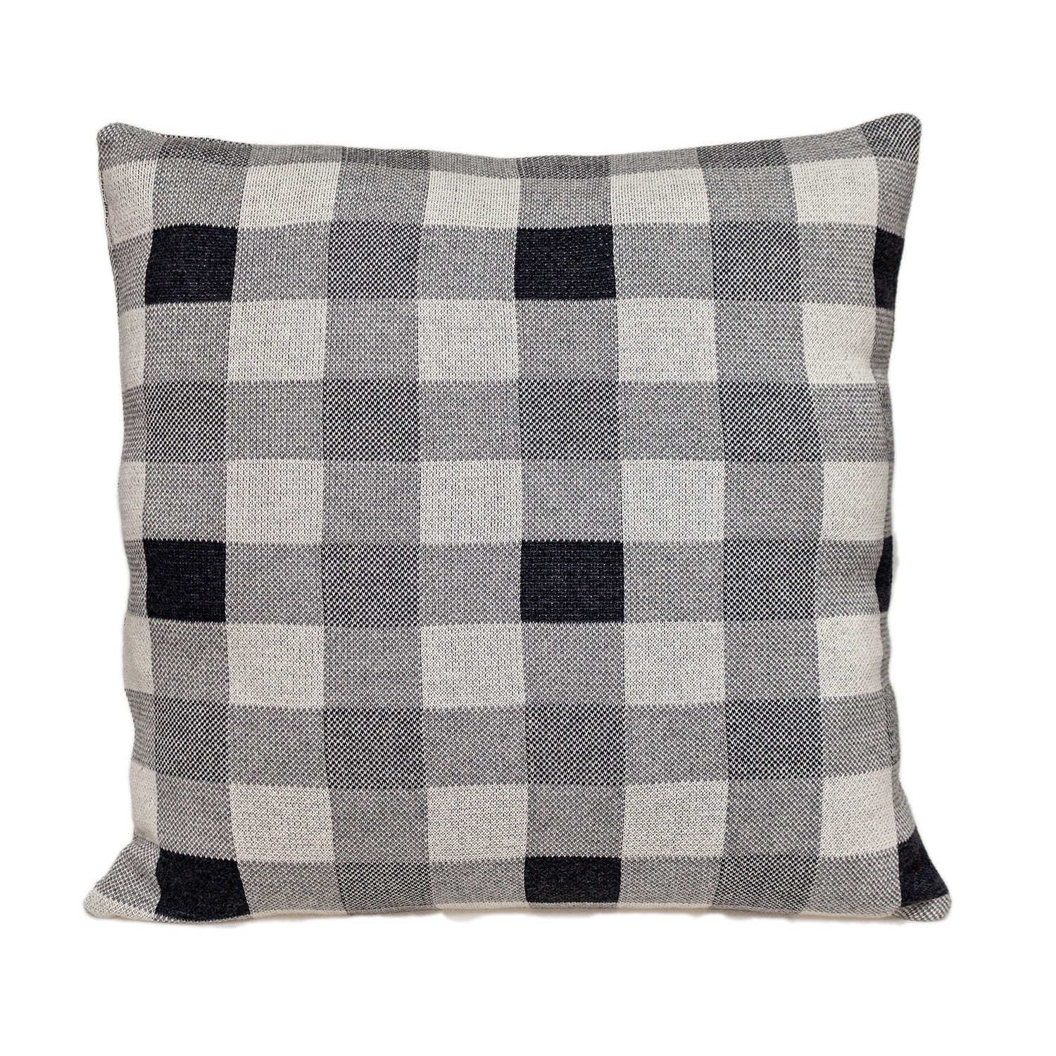 Lead Grey Checkered Pillow made from 100% cotton with a stylish checkered pattern in shades of grey, perfect for home decor.