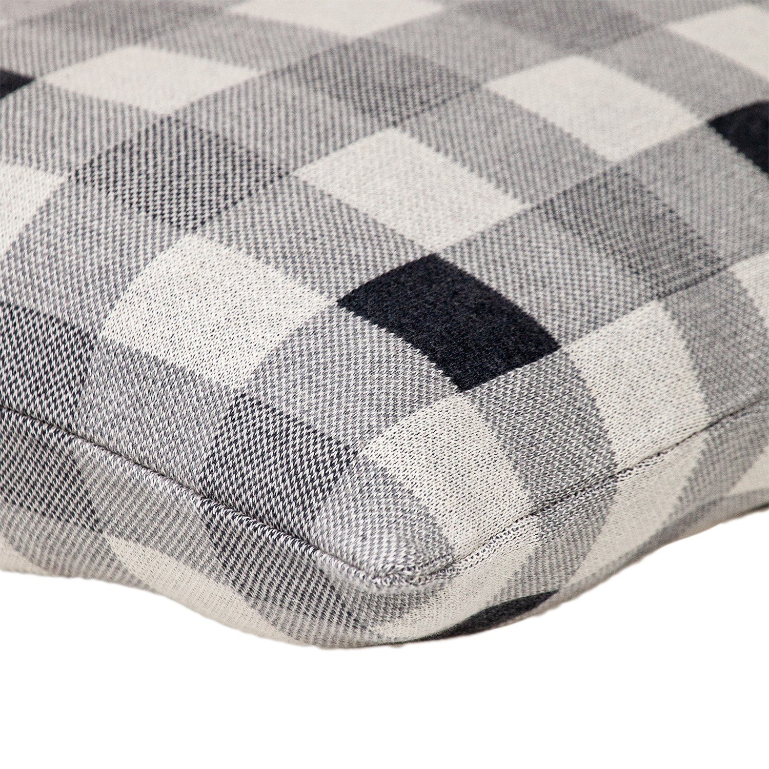 Lead Grey Checkered Pillow made from 100% cotton with a stylish checkered pattern in shades of grey, perfect for home decor.