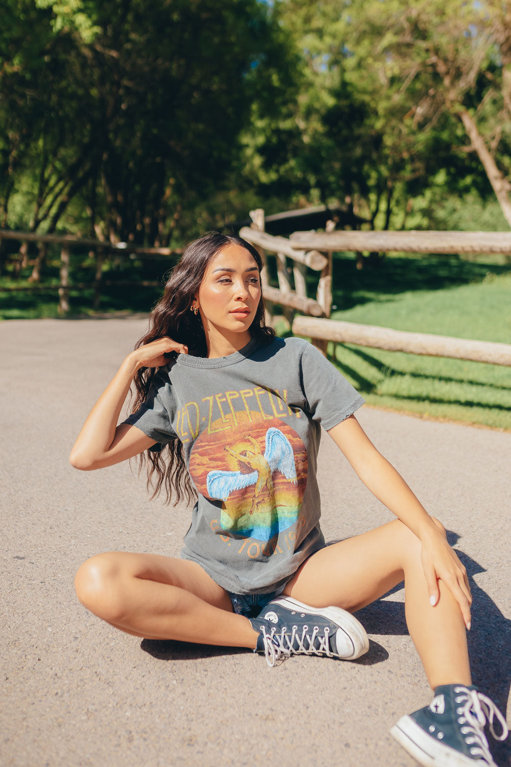 Led Zeppelin Sunkissed Classic Tee in organic cotton, featuring a vintage sun-kissed look, perfect for music lovers.