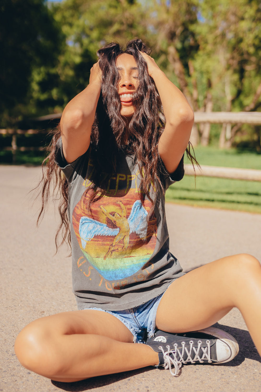 Led Zeppelin Sunkissed Classic Tee in organic cotton, featuring a vintage sun-kissed look, perfect for music lovers.