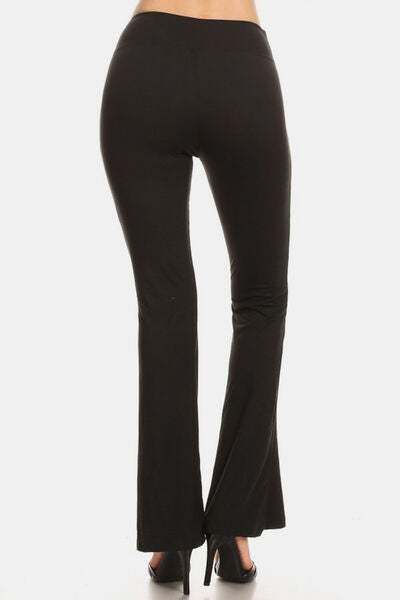 Leggings Depot High Waist Flare Leggings in black, showcasing a high waist design and flared legs, perfect for stylish outfits.