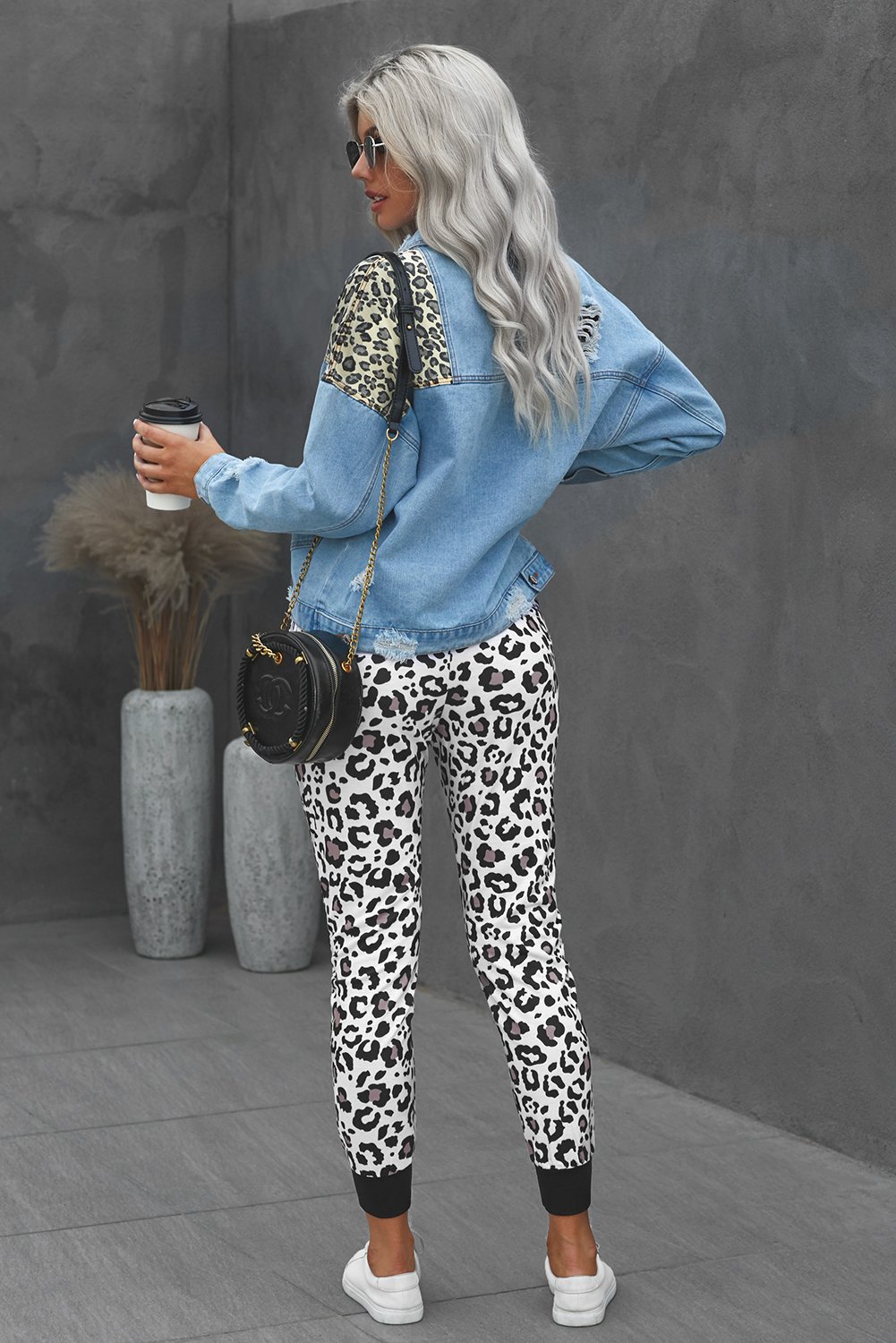 Leopard Cotton Pocketed Joggers featuring a trendy leopard print design, elastic waist, and side pockets for a stylish and comfortable fit.