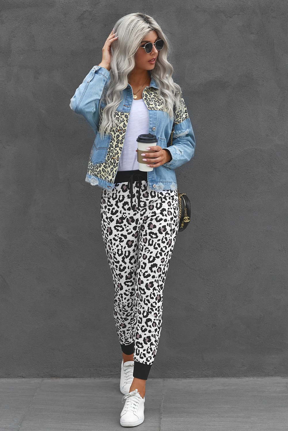 Leopard Cotton Pocketed Joggers featuring a trendy leopard print design, elastic waist, and side pockets for a stylish and comfortable fit.