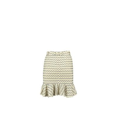 Light Weight Cotton Knit High Waist Skirt with Ruffled Hem in marine blue waves, featuring a ruffled hem and side pockets.