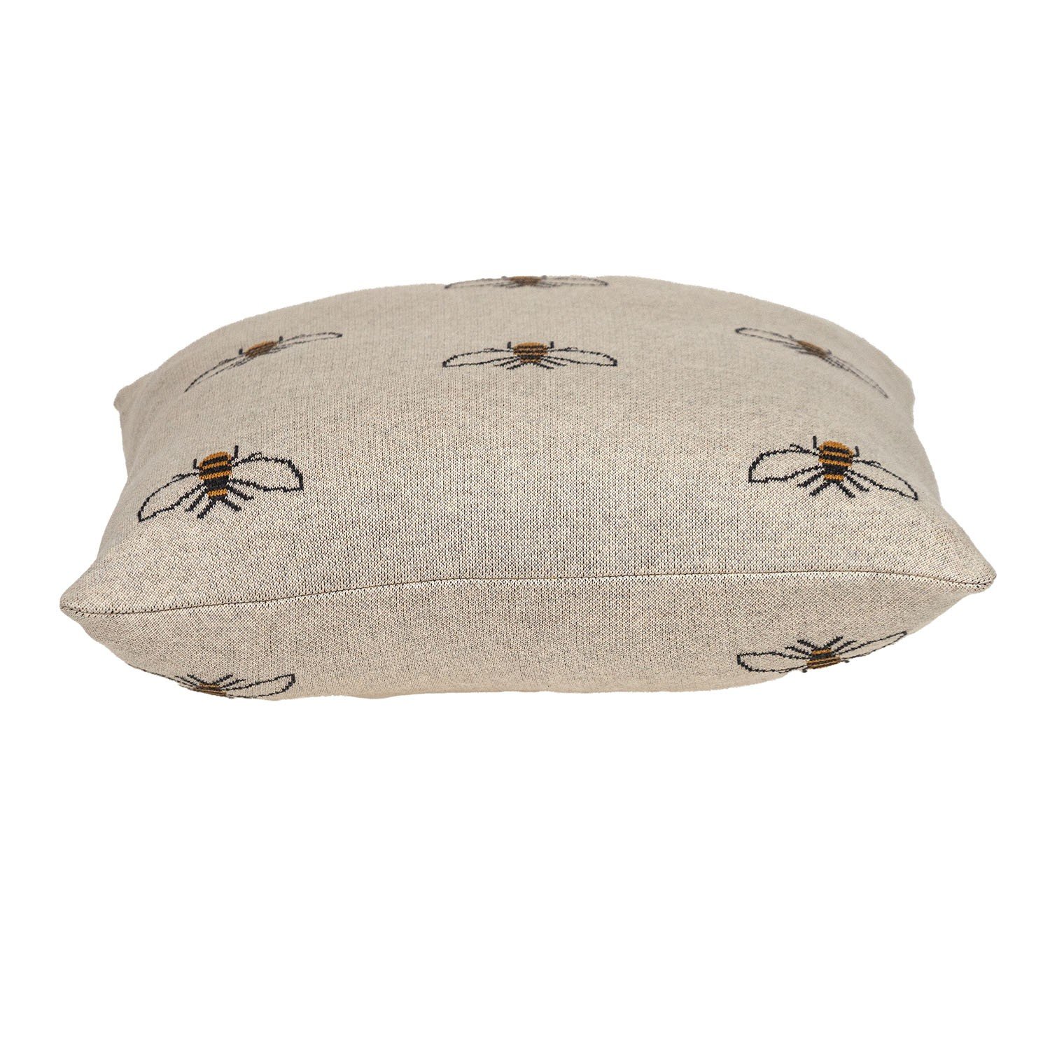 Linen Bumblee Throw Pillow featuring cute bee patterns on a beige background, perfect for home decor.